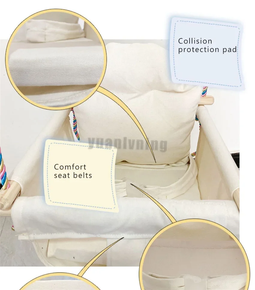 Kids Swing Portable Ceiling Suspended Chair With Seat Cushion Kids Baby Children's  Hammock with Safety Belt For Kids Babies thumbnail 6