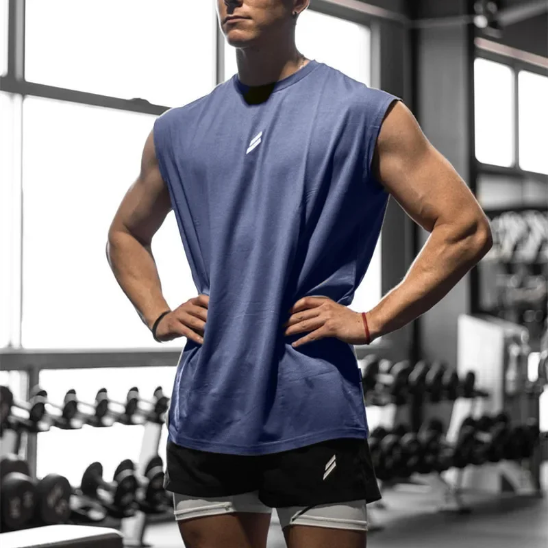 Summer Fitness Sports Tank Top Men's Breathable Loose Mesh Training Sleeveless T-shirt Quick Drying vest male Fitness Clothing thumbnail 2