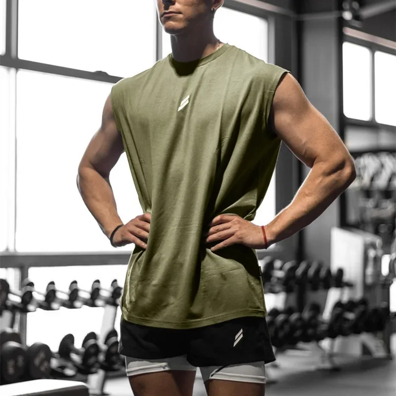 Summer Fitness Sports Tank Top Men's Breathable Loose Mesh Training Sleeveless T-shirt Quick Drying vest male Fitness Clothing thumbnail 3