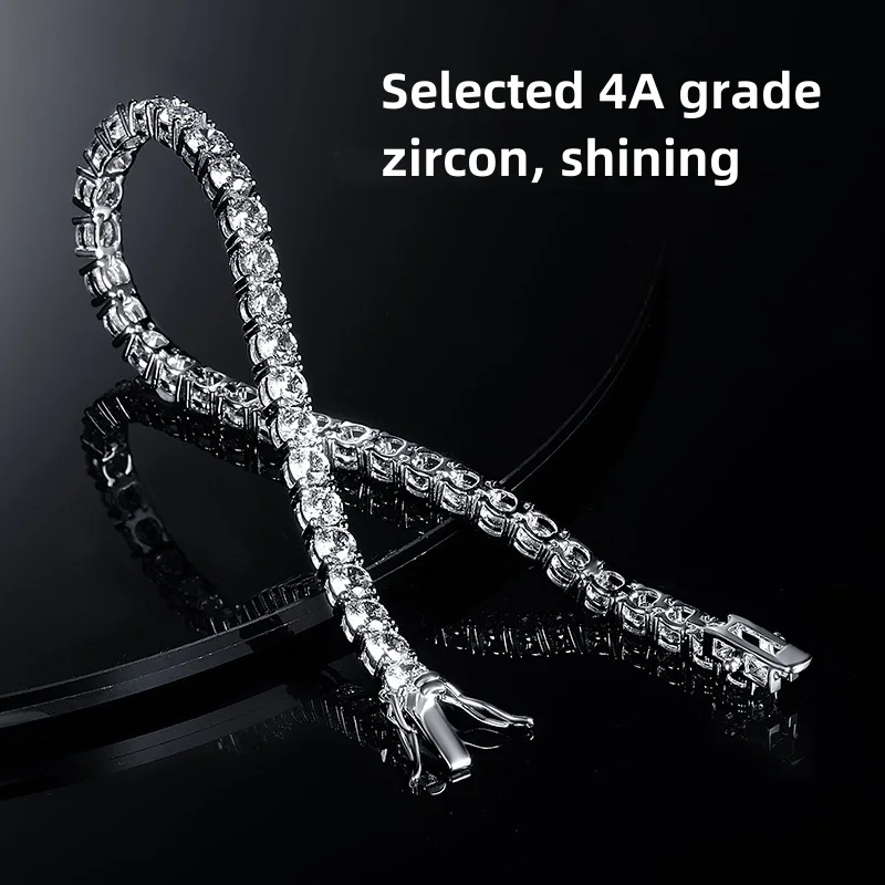 Factory price 925 silver plated 18K gold 4A grade Zircon tennis bracelet for men and women fashion personality exquisite jewelry thumbnail 5