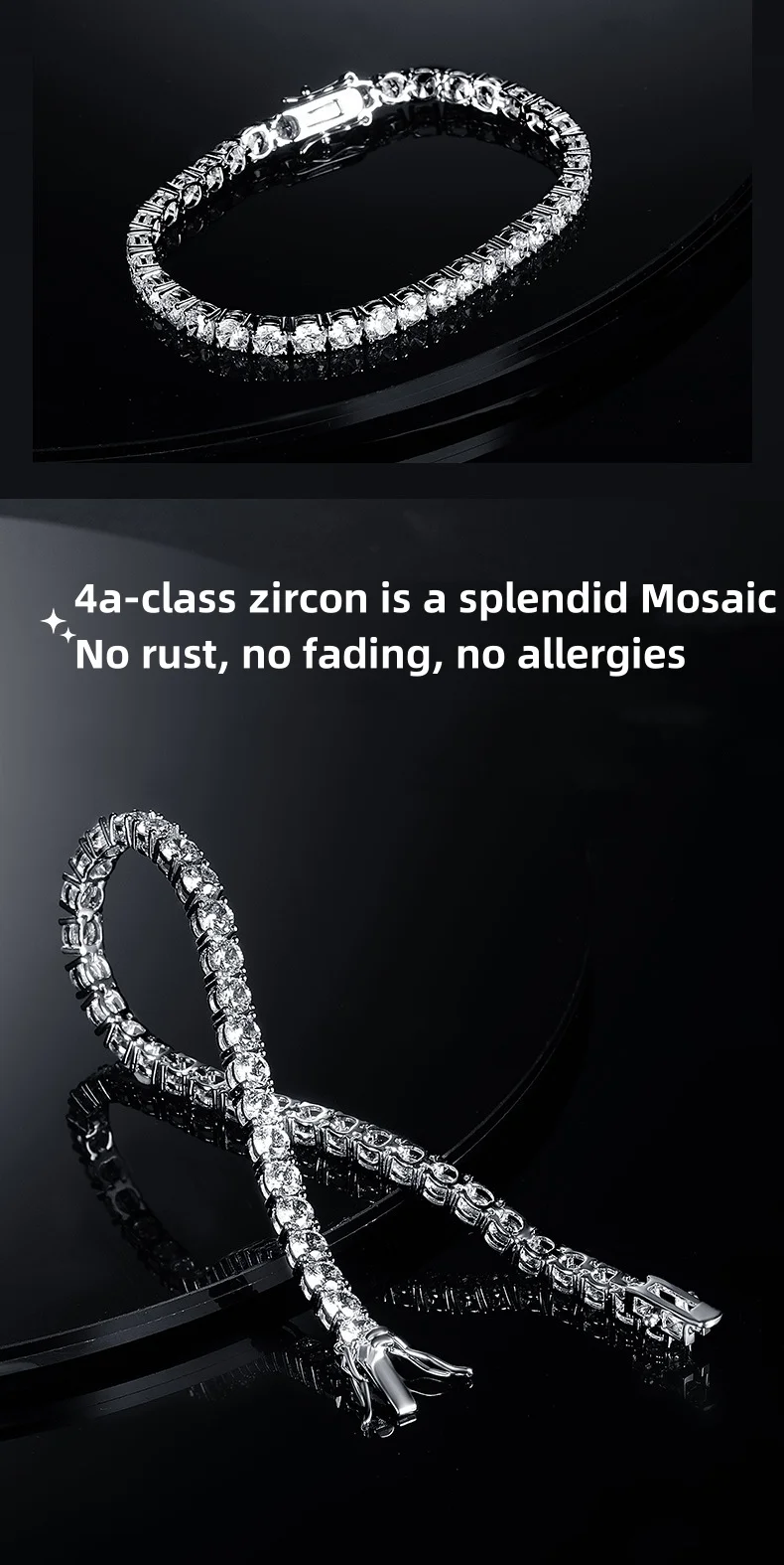 Factory price 925 silver plated 18K gold 4A grade Zircon tennis bracelet for men and women fashion personality exquisite jewelry thumbnail 6