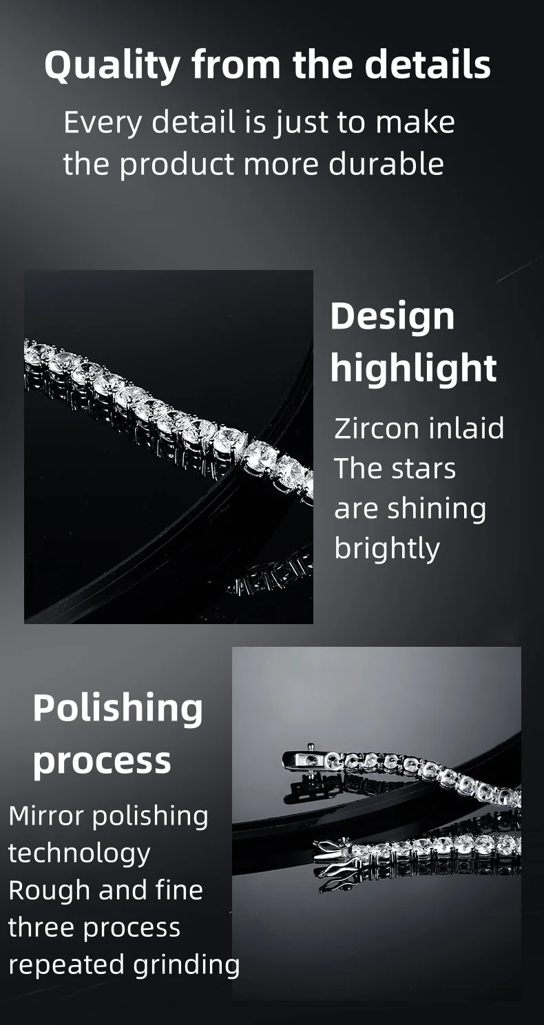 Factory price 925 silver plated 18K gold 4A grade Zircon tennis bracelet for men and women fashion personality exquisite jewelry thumbnail 3