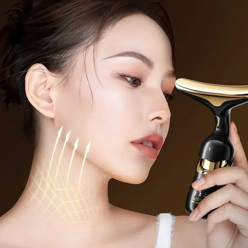3 in 1 Face Massager Neck Facial Eye Massage Introducer Microcurrent Skin Rejuvenation Anti Aging Beauty Device Wholesale thumbnail 6