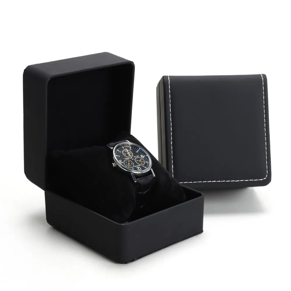 PU Leather Watch Box Rounded Corners Frosted Men'S Watch Storage Box Organizer Jewelry Bracelet Display Gift Packaging Case thumbnail 5