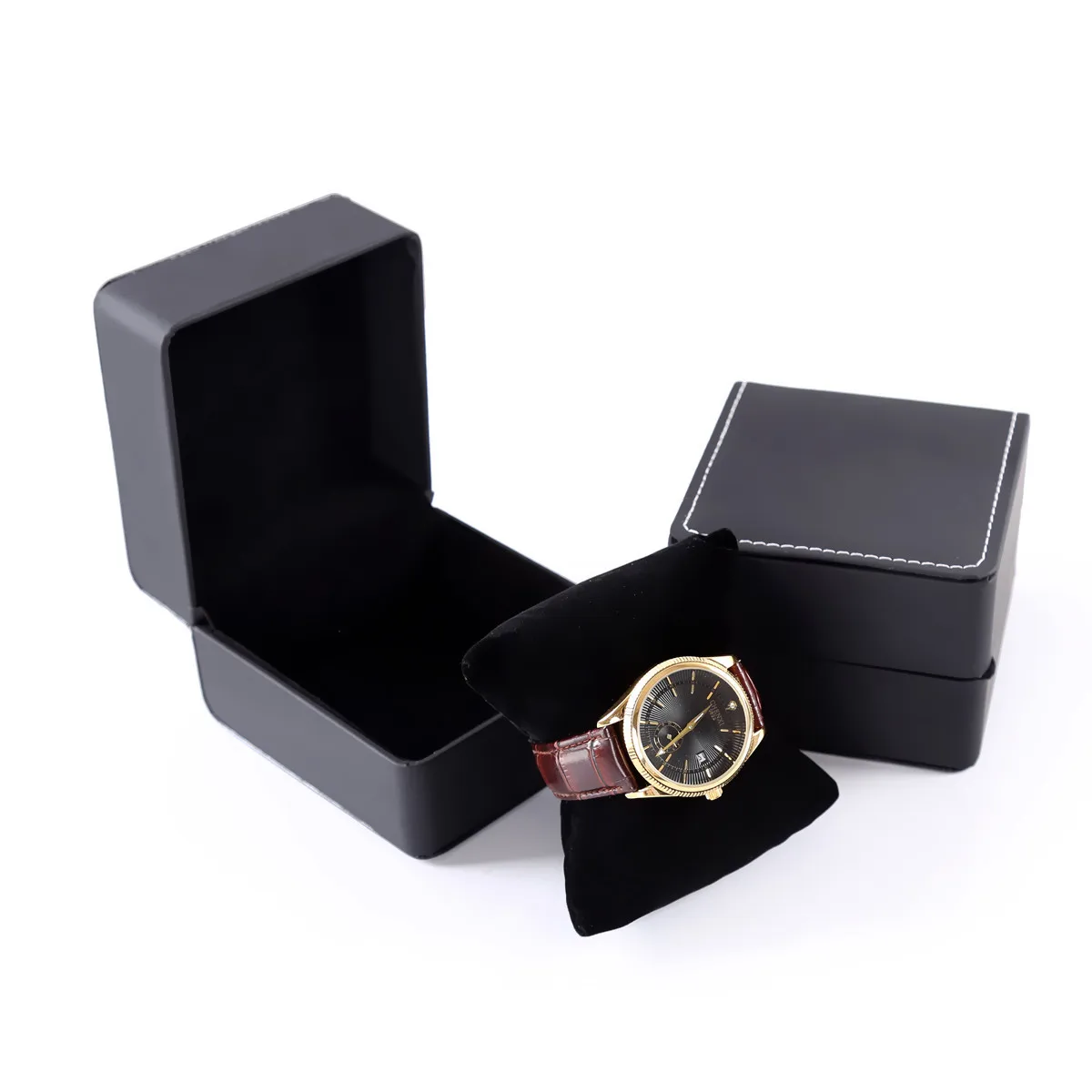 PU Leather Watch Box Rounded Corners Frosted Men'S Watch Storage Box Organizer Jewelry Bracelet Display Gift Packaging Case thumbnail 4
