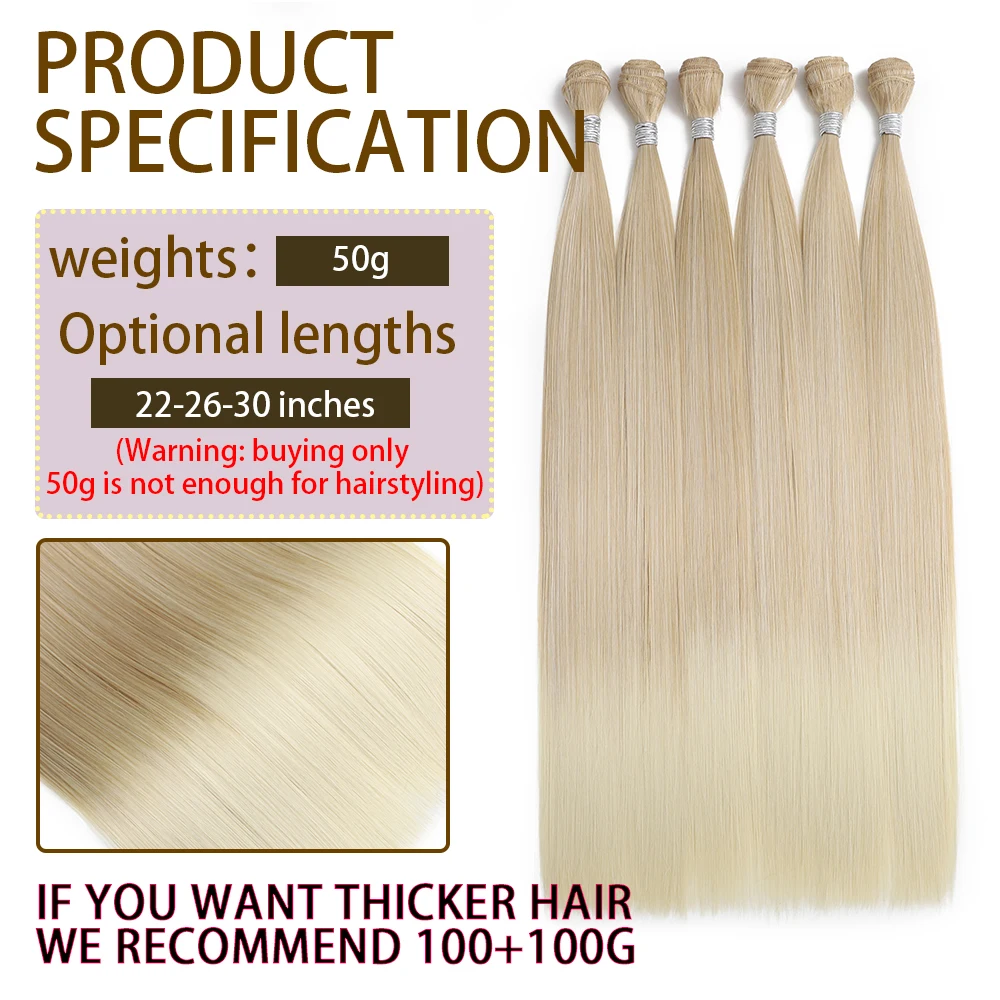 22/26/30 Inches Synthetic Golden 613 Bundles Straight Hair Extensions Bundles Hair for Women Long Weave Hair Gold Heat Resistant thumbnail 2