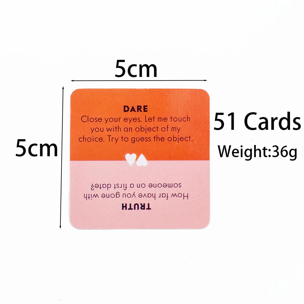 Truth or Dare for Couples Naughty Adult Party Board Game Set 51 Questions Sexy Date Night Drunk Couples Drinking Card Game 5x5cm thumbnail 5