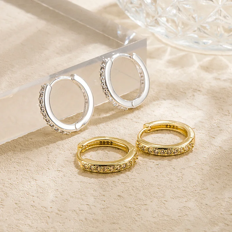 2Pcs Stainless Steel Minimalist Hoop Earrings Crystal Zirconia Small Huggie Thin Cartilage Earring Helix Tragus Piercing Jewelry thumbnail 5