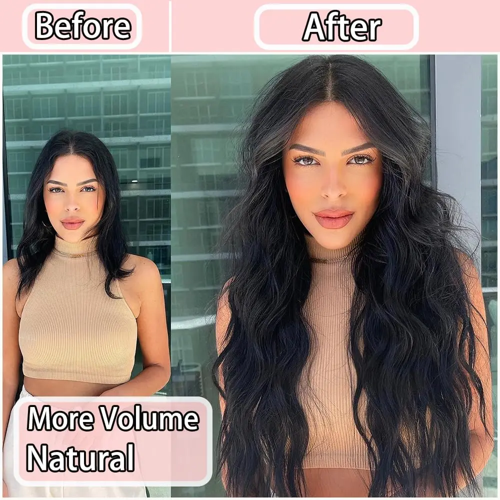 Synthetic 6Pcs Clip In Hair Extensions Thick Curly Clip In Hair Extensions Double Weft Wavy Hairpieces Full Head thumbnail 5