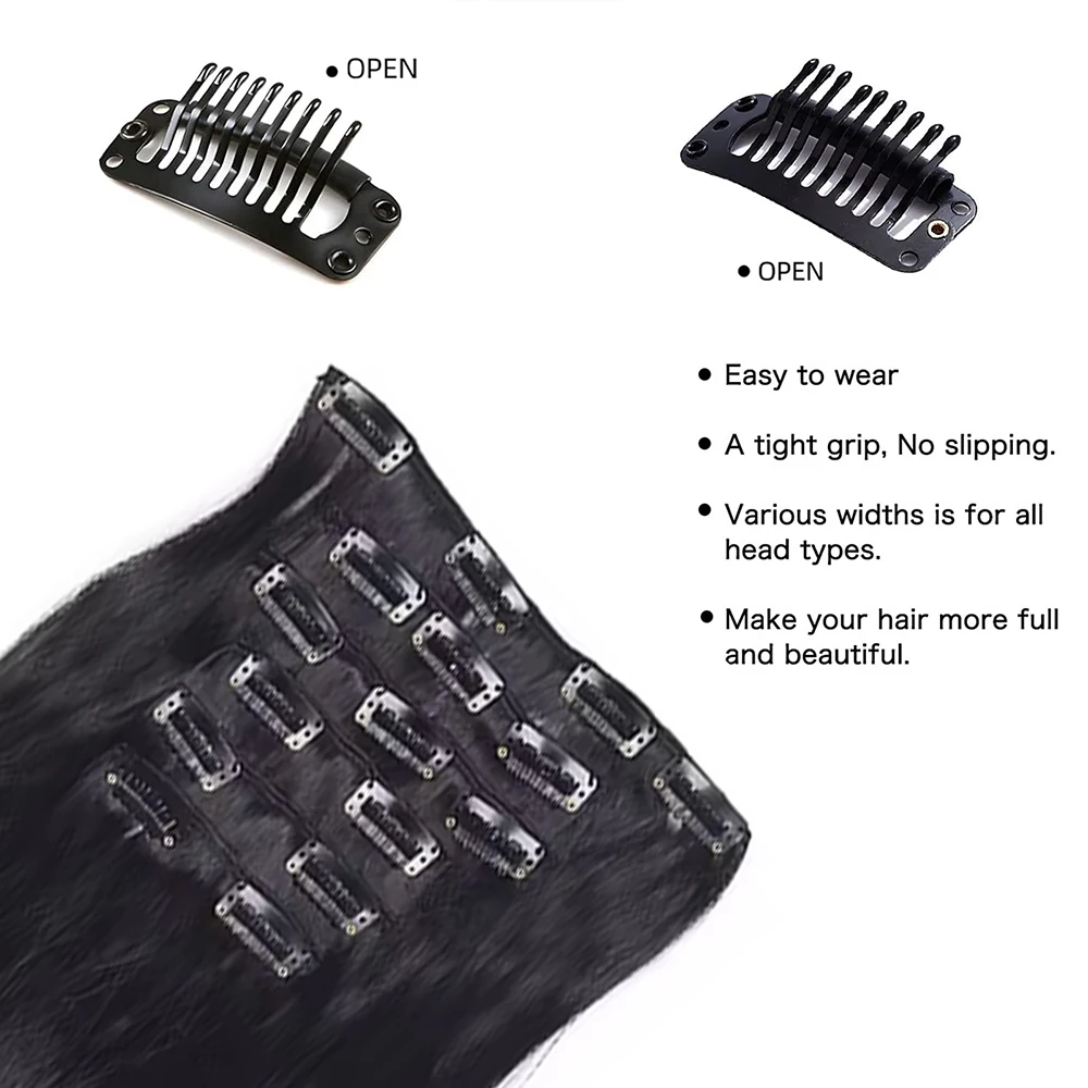 Synthetic 6Pcs Clip In Hair Extensions Thick Curly Clip In Hair Extensions Double Weft Wavy Hairpieces Full Head thumbnail 3
