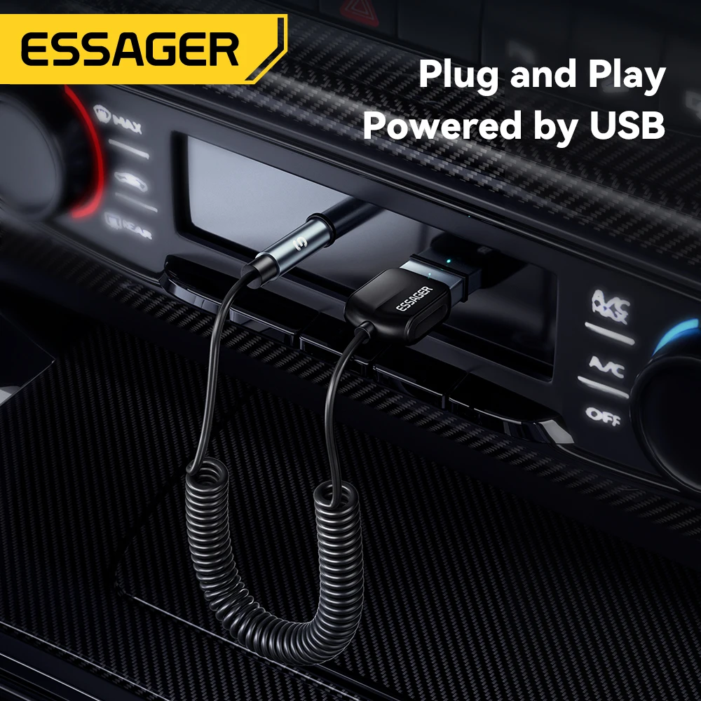 Essager USB Bluetooth 5.0 Receiver Aux Bluetooth Adapter For Car 3.5mm Jack Speaker Auto Handfree Car Audio Music Transmitter thumbnail 4