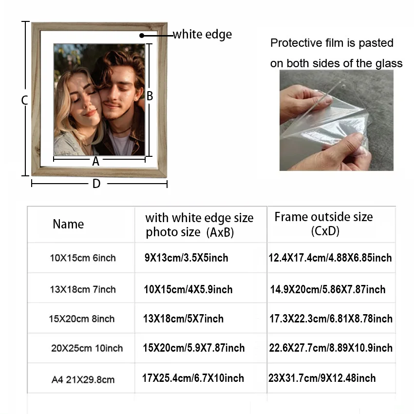Custom Photo Wooden Picture Frame For Walls 10X15 15X20 20X25 A4 Vintage Photo Frame Stand For Pictures Commemorative Gift thumbnail 3