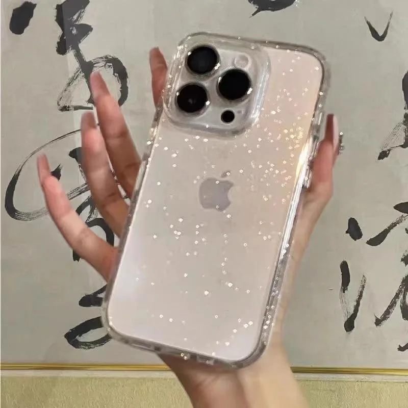 Luxury Bling Glitter Clear Case For iPhone 15 14 13 12 11 Pro Max Mini X XS XR 7 8 Plus Shockproof Transparent Soft Back Cover thumbnail 5