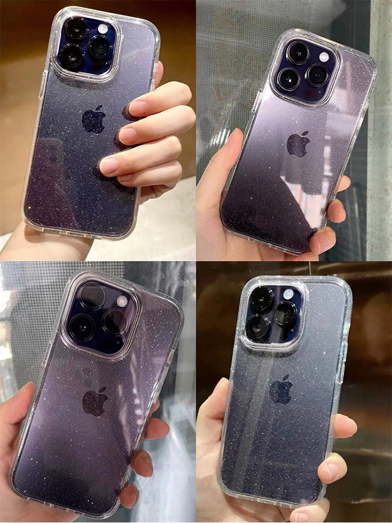 Luxury Bling Glitter Clear Case For iPhone 15 14 13 12 11 Pro Max Mini X XS XR 7 8 Plus Shockproof Transparent Soft Back Cover thumbnail 4