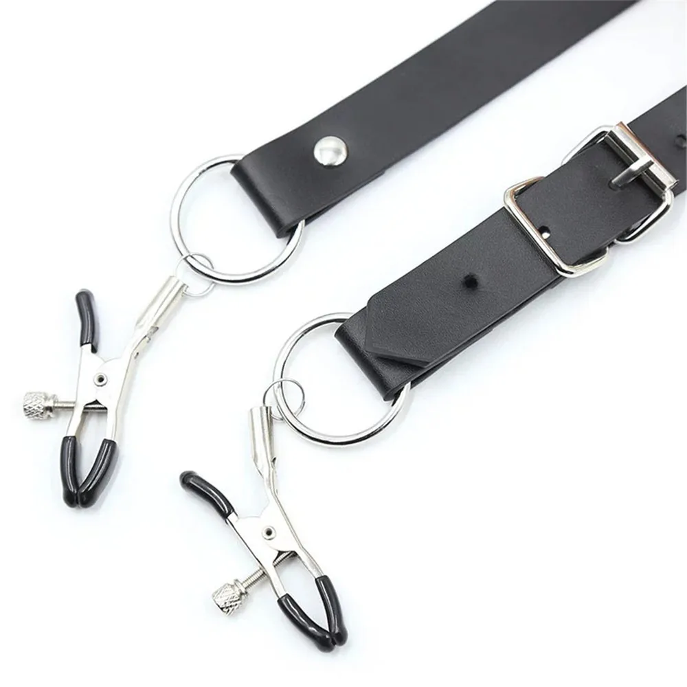 Sexy Flirt Labia Spreader Clip Breast Nipple Clamps Leather Bdsm Bondage Slave Fetish Erotic Tool Sex Toys For Women Adult Games thumbnail 5