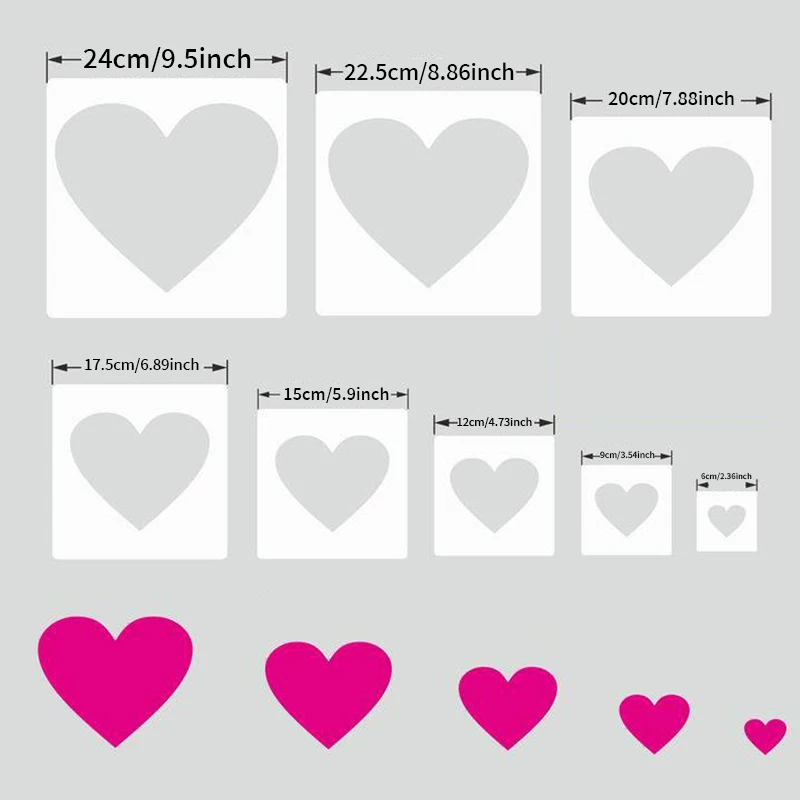 YOMDID 8pcs Heart Shaped Painting Templates DIY Spray Painting Hollow Wall Painting Stencil Drawing Tools Scrapbook Making Molds thumbnail 6