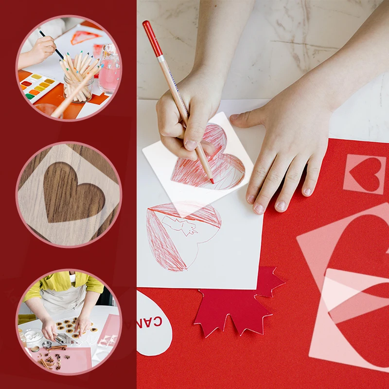 YOMDID 8pcs Heart Shaped Painting Templates DIY Spray Painting Hollow Wall Painting Stencil Drawing Tools Scrapbook Making Molds thumbnail 3
