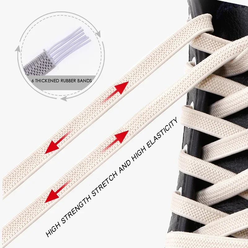 No Tie Shoe Laces Elastic Laces Sneakers 8MM Widened Flat Elastic Shoelaces Adult Quick Shoe Lace Rubber Bands for Shoes thumbnail 4