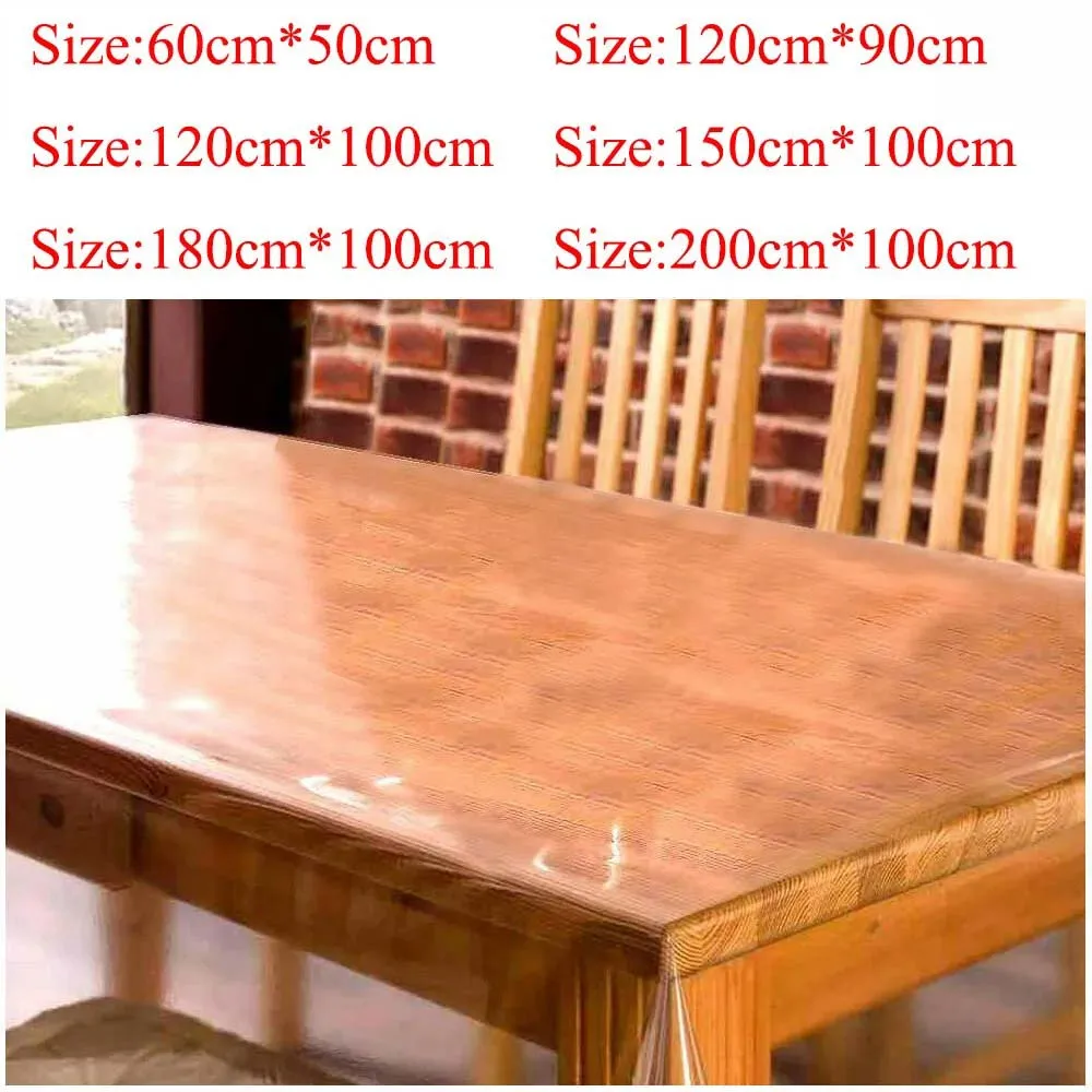 1pcs Soft Glass Table Mat 2mm PVC Transparent Tablecloth Waterproof Rectangular Table Cover Pad Kitchen Oil-Proof Table Mat thumbnail 6
