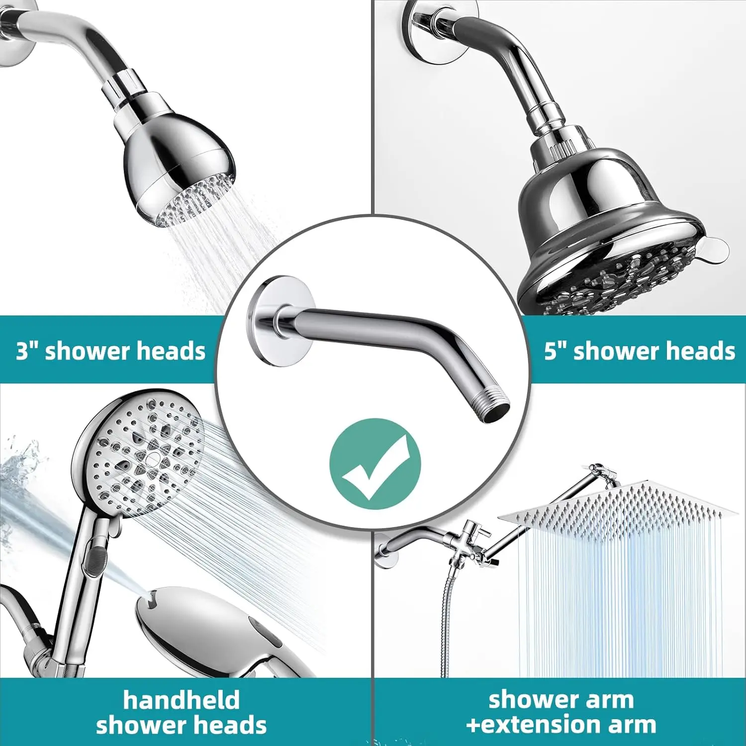 Shower arm Wall-mounted shower head Wall-mounted fixed shower head chrome-plated, matte black thumbnail 6