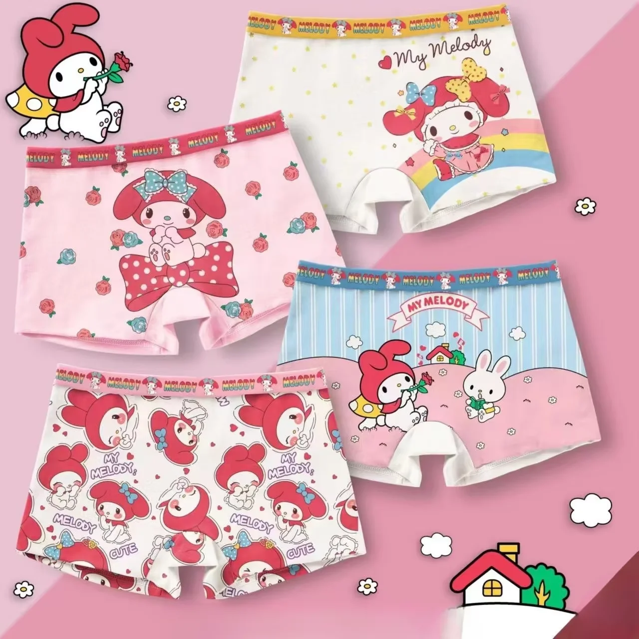 4-Pack Children's Pure Cotton Underwear Boys And Girls Princess Cartoon Underwear thumbnail 4