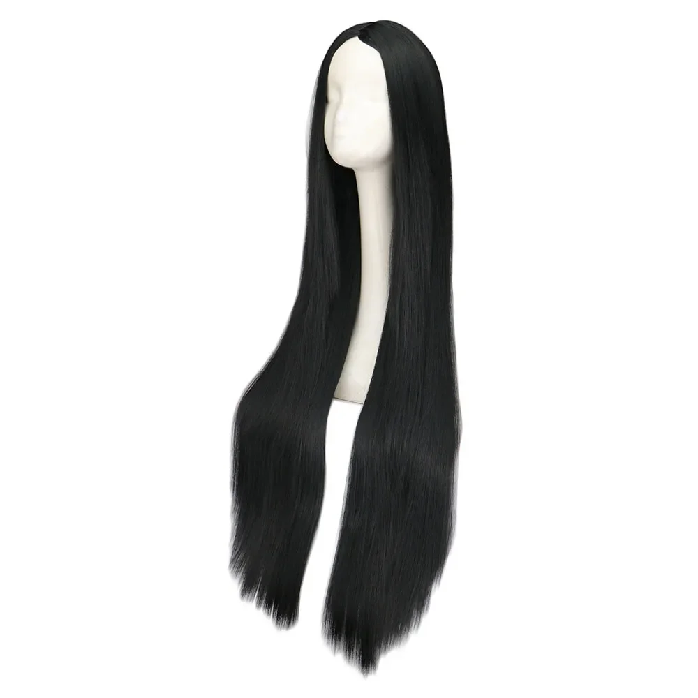 Black Wig 100CM/40 Inches Long Synthetic Wigs Heat Resistant Halloween Carnival Costume Cosplay Straight Hair thumbnail 3