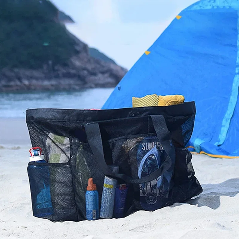 Extra Large Mesh Beach Bag with Multiple Pockets Outdoor Sprots Gym Swimming Storage Bag Travel Picnic Tote Bag thumbnail 3