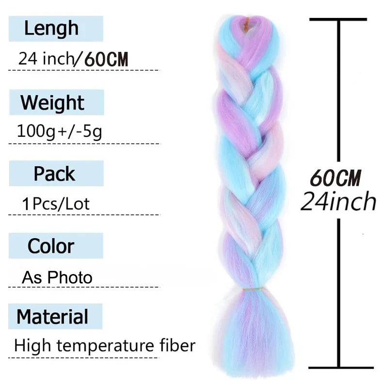 24Inch Long Synthetic Braiding Hair 100g  Synthetic Braiding Hair Crochet Hair Braids Extension thumbnail 3