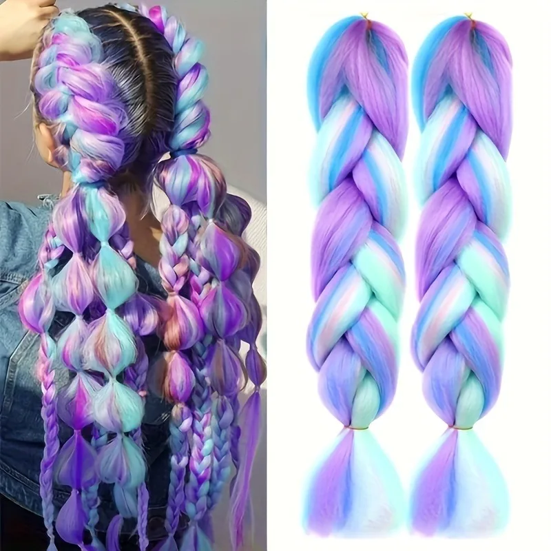 24Inch Long Synthetic Braiding Hair 100g  Synthetic Braiding Hair Crochet Hair Braids Extension thumbnail 2