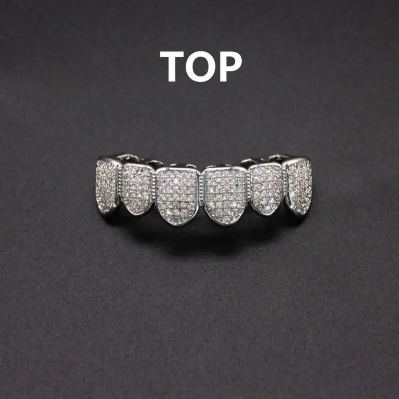 HipHop CZ Teeth Set For Unisex Top Bottom Mouth Gold Silver Color Teeth Tooth Cap Removable Dental Fashion Jewelry thumbnail 4