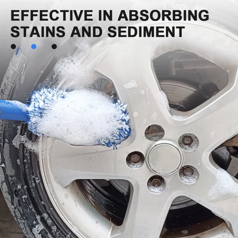 SEAMETAL Car Wheel Tire Rim Cleaning Brush Portable Plush Car Wheel Hub Brush Washing Tool Car Detailing Care Dust Removal Brush thumbnail 2