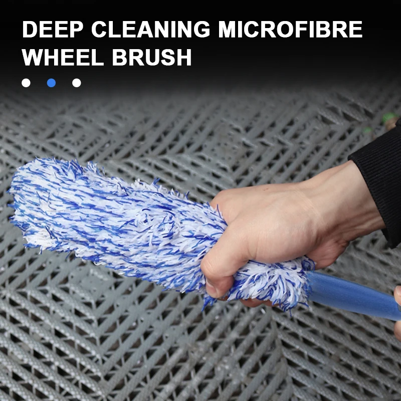 SEAMETAL Car Wheel Tire Rim Cleaning Brush Portable Plush Car Wheel Hub Brush Washing Tool Car Detailing Care Dust Removal Brush thumbnail 3
