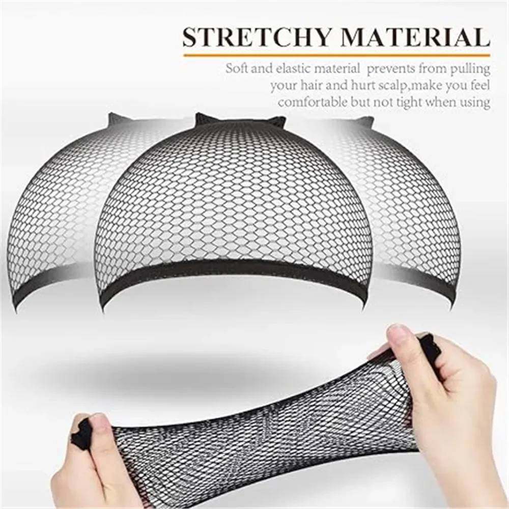 Black Mesh Net Wig Caps Liner Weaving Caps for Wigs Elastic Hair Net Close End Fishnet Wig Caps Average Size thumbnail 2