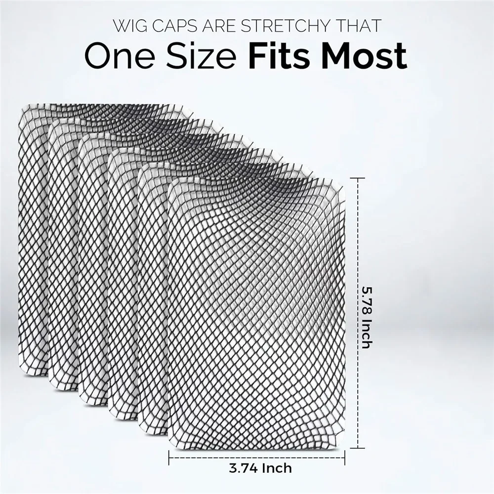 Black Mesh Net Wig Caps Liner Weaving Caps for Wigs Elastic Hair Net Close End Fishnet Wig Caps Average Size thumbnail 6