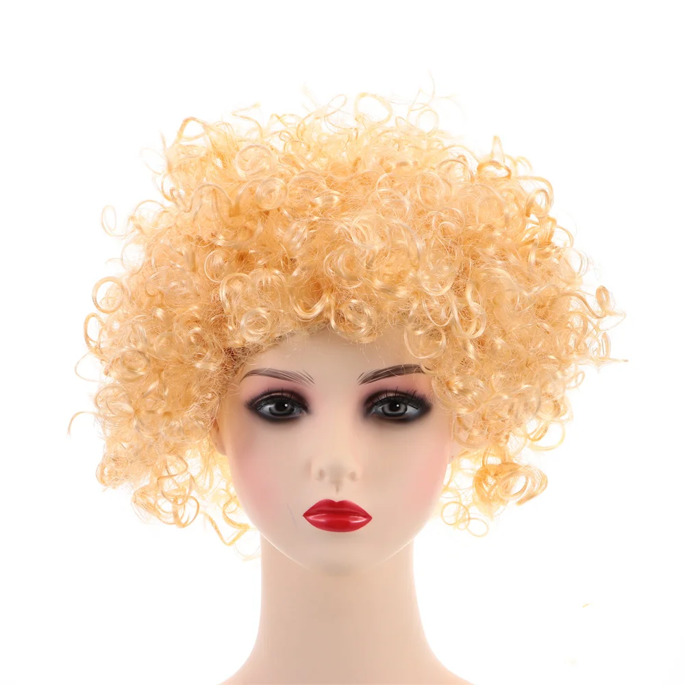 Gift Various Coloured Props Clown Cosplay Football Fans Black Afro Curly Wig synthetic Wigs Curly Hair Children/Adults Dressing thumbnail 6