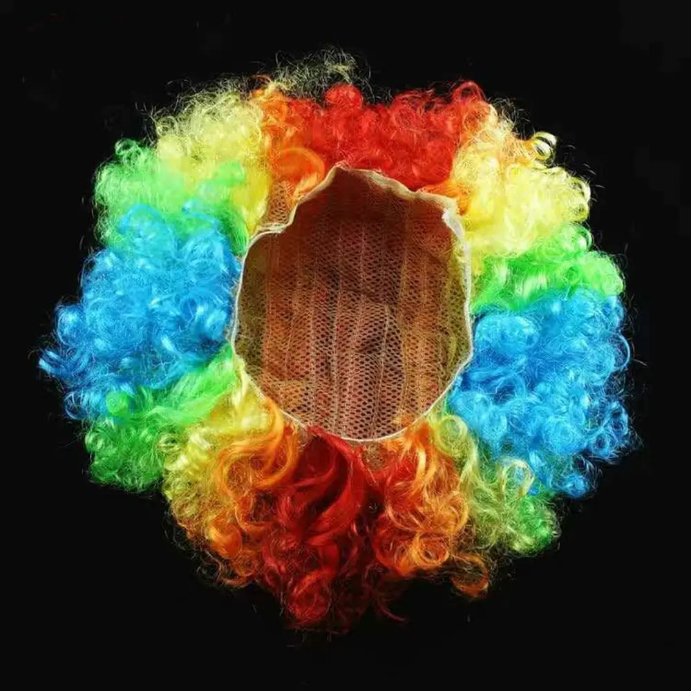 Gift Various Coloured Props Clown Cosplay Football Fans Black Afro Curly Wig synthetic Wigs Curly Hair Children/Adults Dressing thumbnail 3