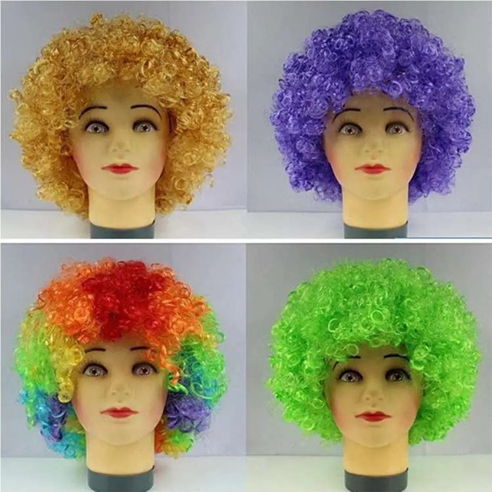 Gift Various Coloured Props Clown Cosplay Football Fans Black Afro Curly Wig synthetic Wigs Curly Hair Children/Adults Dressing thumbnail 4