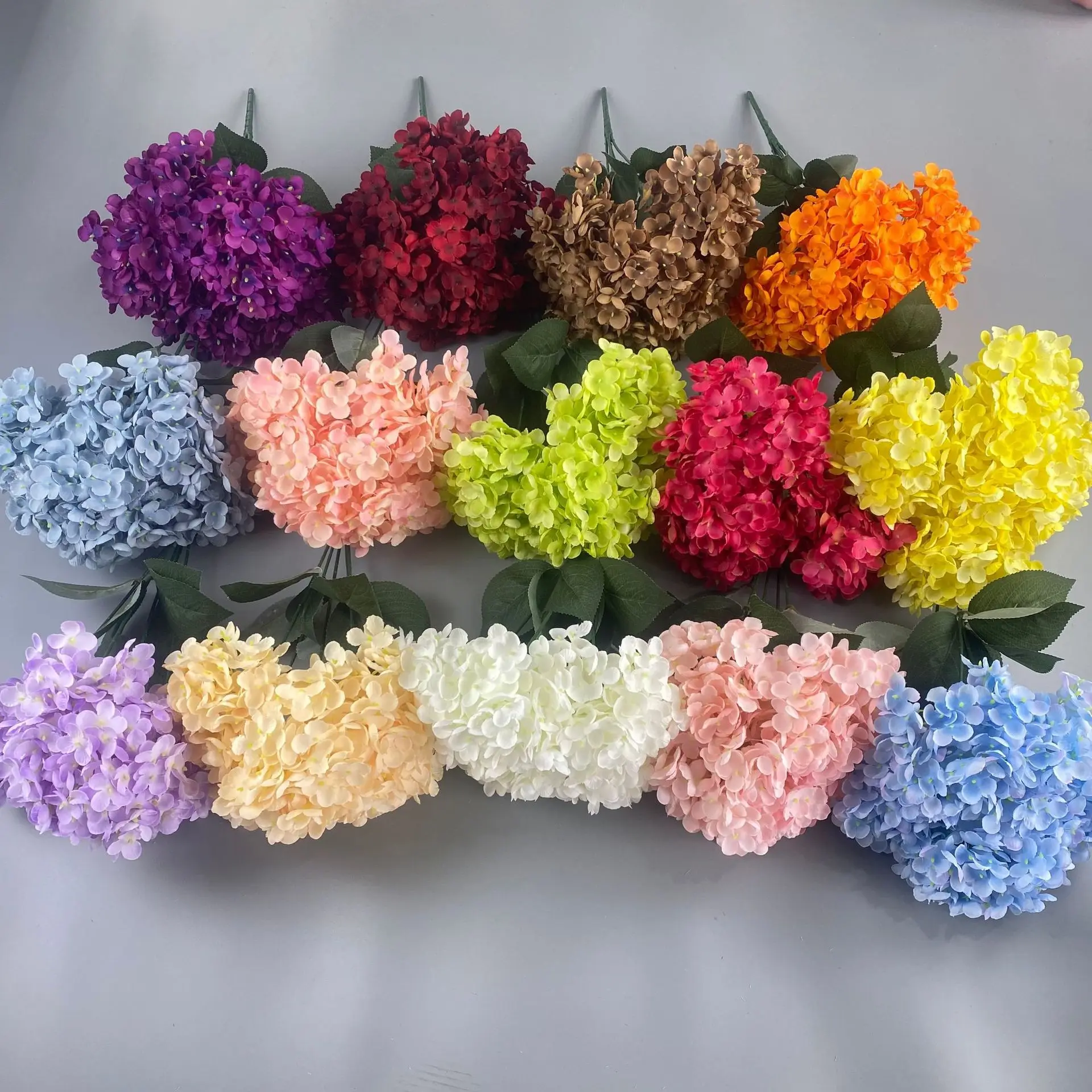 5 Heads Hydrangea Bouquet Silk Artificial Flowers for Party Wedding Living Room Decoration Accessories Home Decor Fake Flowers thumbnail 4
