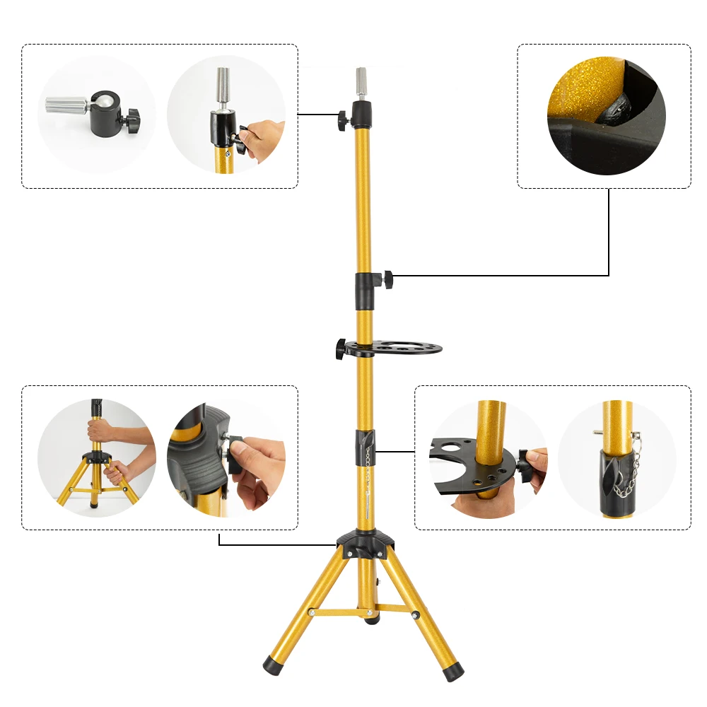 55Inch Mannequin Head Stand Adjustable Heavy Duty Wig Stand Tripod For Cosmetology Hairdressing Training Head Stand With Tray thumbnail 4