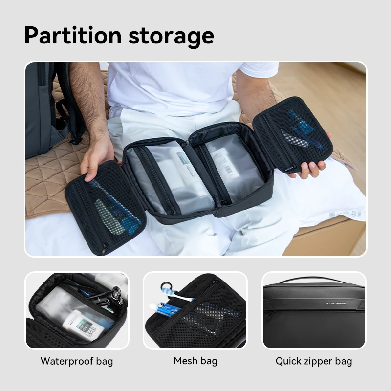 Mark Ryden Travel Washbag Hanging Organizer with Water-resistant Oxford Fabric YKK Zippers Wet/Dry Pockets for Men and Women thumbnail 3