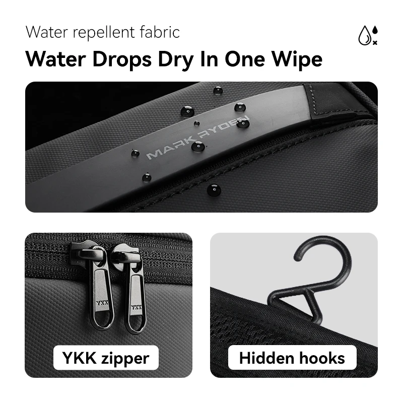 Mark Ryden Travel Washbag Hanging Organizer with Water-resistant Oxford Fabric YKK Zippers Wet/Dry Pockets for Men and Women thumbnail 5