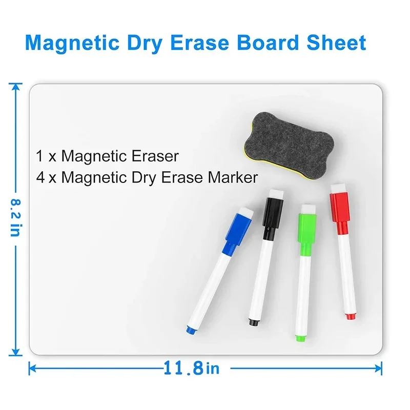 A4 Size Dry Erase White Board for  Fridge Sticker Magnetic  Whiteboard,Portable 11.8"x8.2" Planner for Refrigerator thumbnail 2