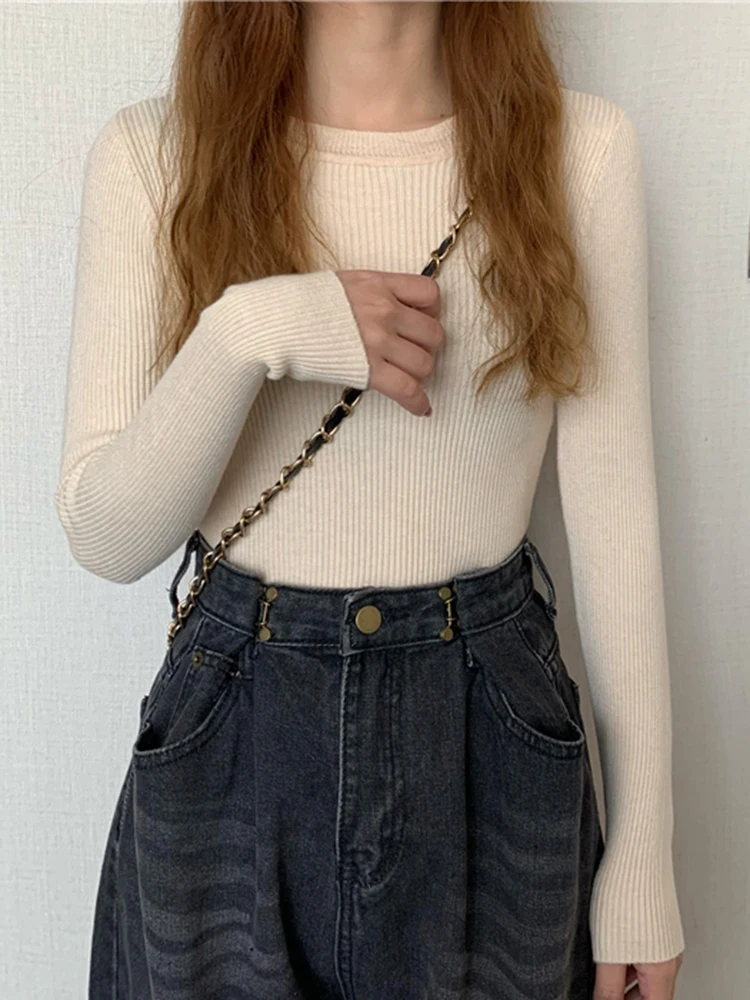 2026 New Women Sweater Autumn Winter Long Sleeve Pullover Basic Top Fashion O-neck Elastic Female Winter Solid Knitted Jumper thumbnail 5