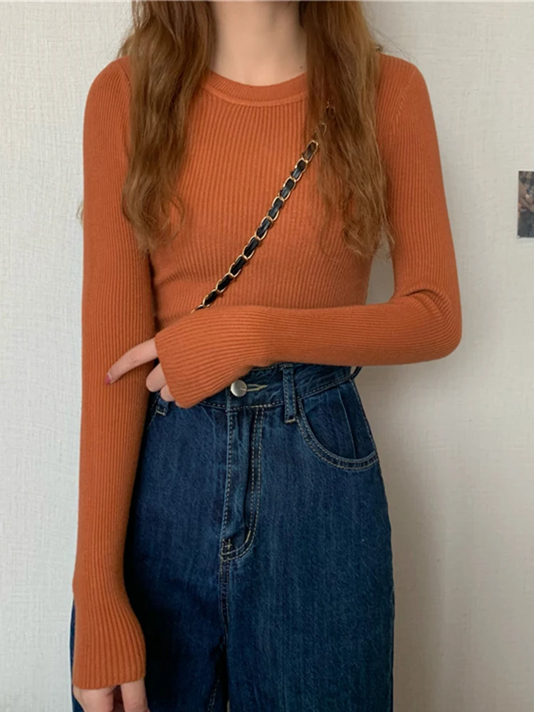 2026 New Women Sweater Autumn Winter Long Sleeve Pullover Basic Top Fashion O-neck Elastic Female Winter Solid Knitted Jumper thumbnail 6