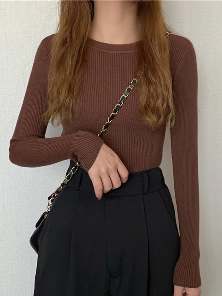 2026 New Women Sweater Autumn Winter Long Sleeve Pullover Basic Top Fashion O-neck Elastic Female Winter Solid Knitted Jumper thumbnail 3