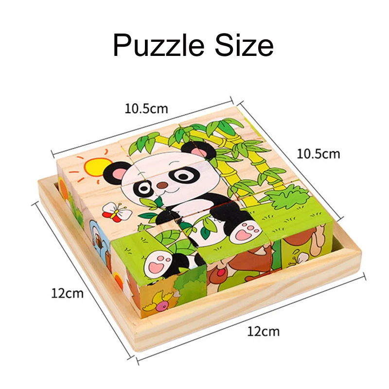 Baby Wooden Blocks Toys Children Six Side Cube Jigsaw Puzzles Game Animal Fruit Traffic Cognize Early Learning Educational Toys thumbnail 6