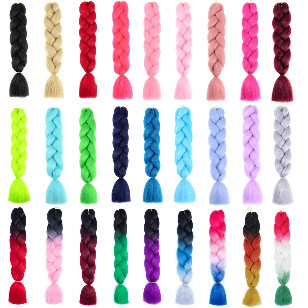 24 Inches DIY Jumbo Braiding Hair Synthetic Hair Extensions Afro Ombre Crochet Braid Hair Wholesale For Women thumbnail 2