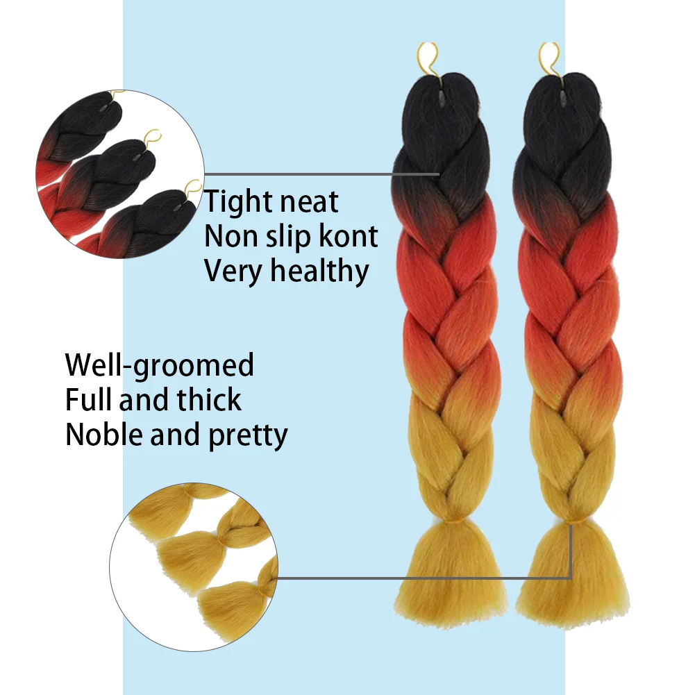 24 Inches DIY Jumbo Braiding Hair Synthetic Hair Extensions Afro Ombre Crochet Braid Hair Wholesale For Women thumbnail 3