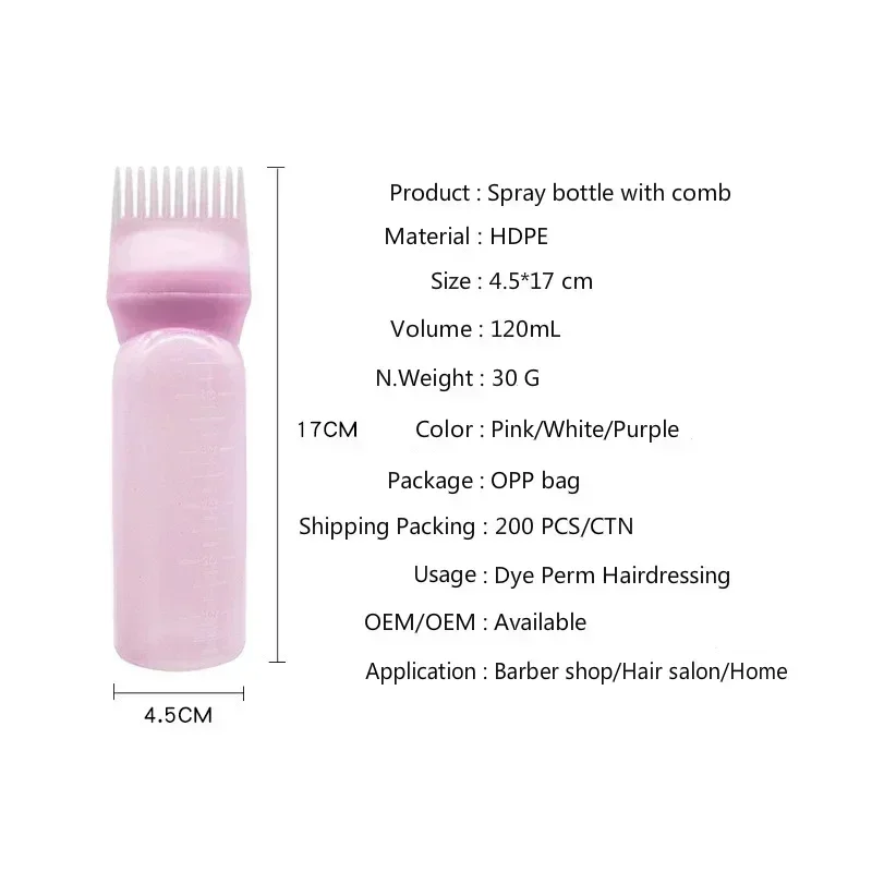 3 Color Oil Applicator Bottle For Hair Professional Hairdressing Dyeing Comb Bottles Barbershop Hairdresser Coloring Supplies thumbnail 3