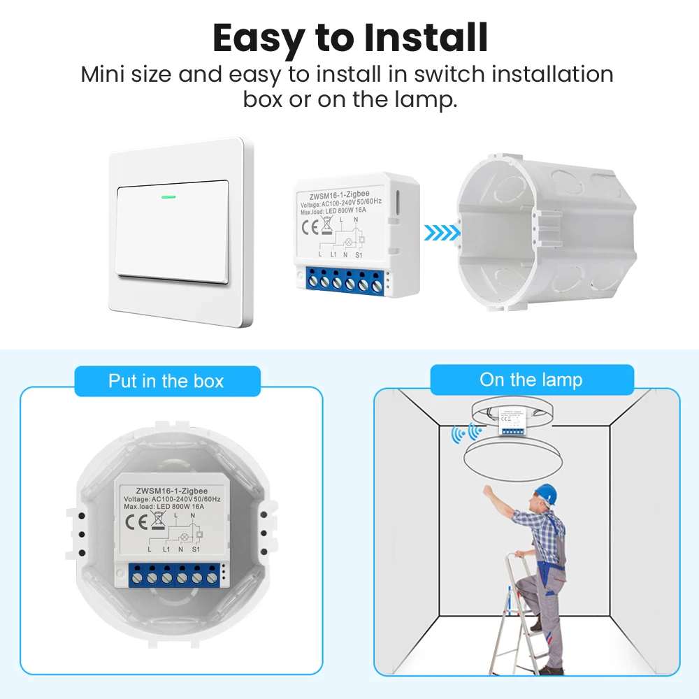 AVATTO WiFi Zigbee Smart Light Switch Module，Neutral Wire/No Neutral Wire Control DIY Breaker Work For Tuya,Alexa,Google Home thumbnail 3